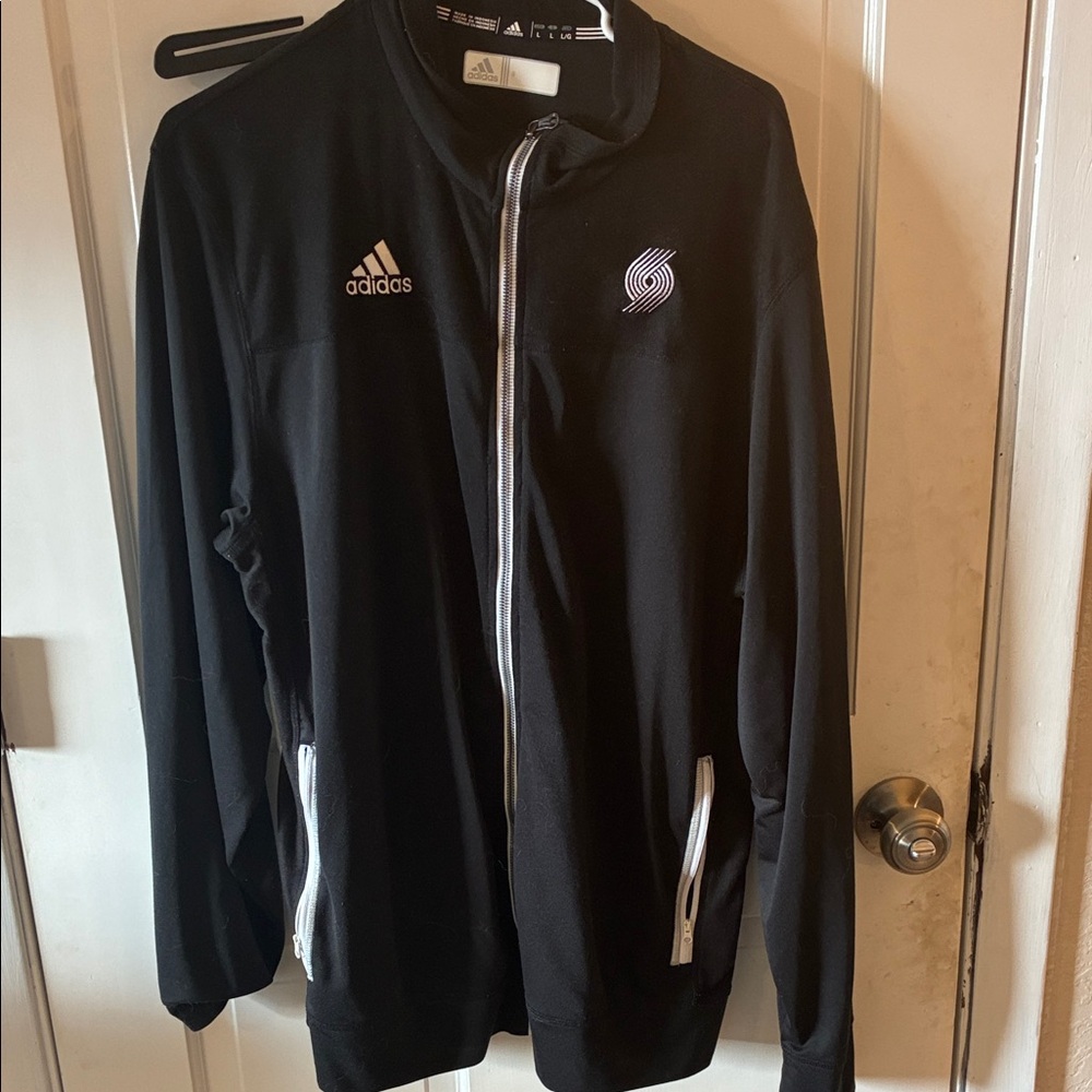 Adidas Black and White Portland Trail Blazers Track Jacket